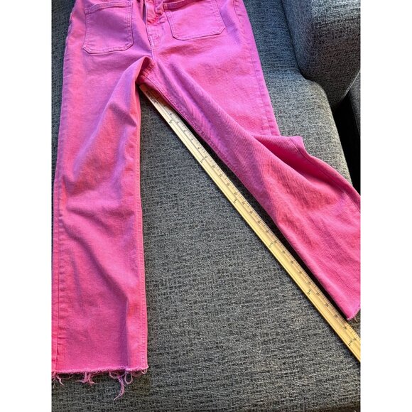 Hot Pink Zara Womens Cropped‎ Frayed Hem Jeans Size L/10 - Picture 5 of 7